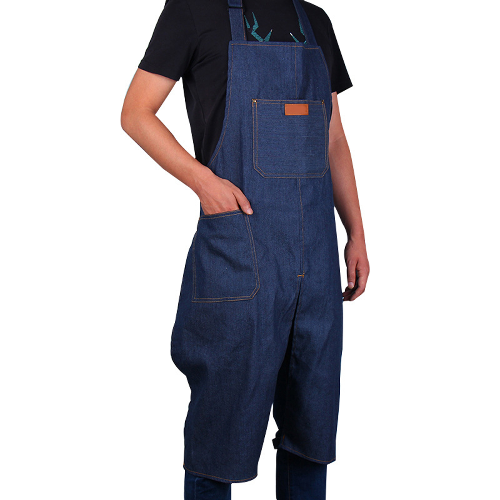Woodworking Overalls - Grembiule regolabile in Denim con gamba
